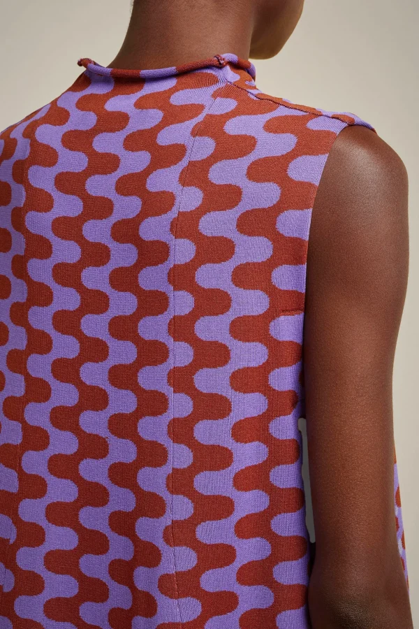 Sale Liviana conti Abito Jacquard Onde Ruggine/Uva