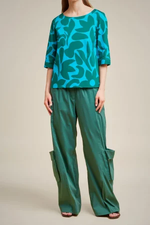 Outlet Liviana conti Blusa Fiore Stencil Bosco