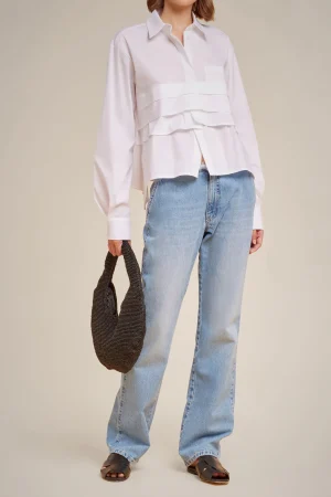 Online Liviana conti Camicia Con Tulle Bianco | Notte | Bosco | Nero