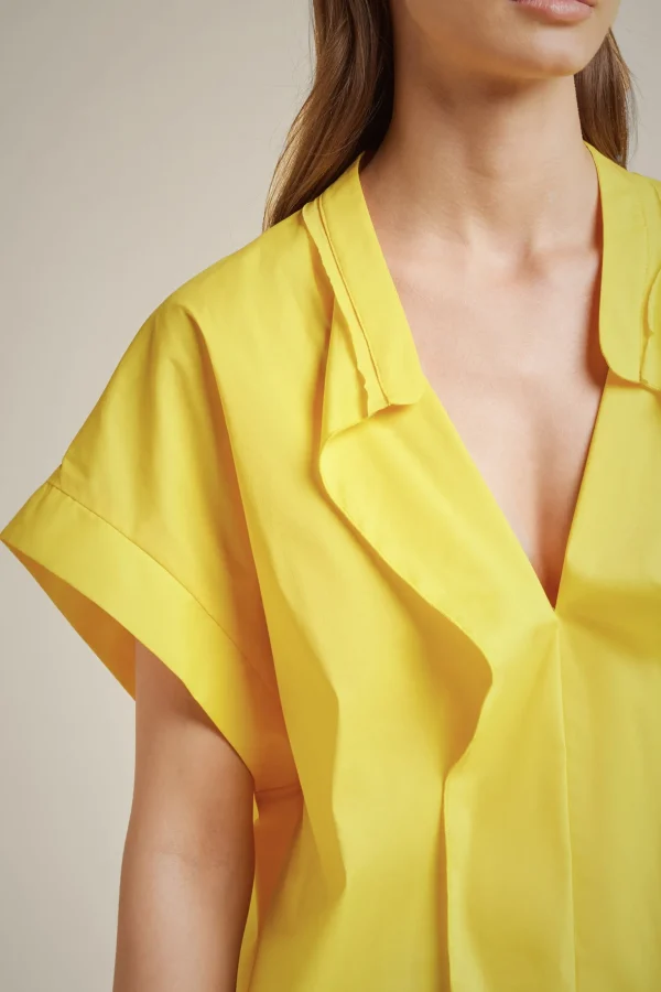 camicia_con_volant_4.webp Best Sale Liviana conti Camicia Con Volant Bianco | Corno | Crazy Lemon | Geranio