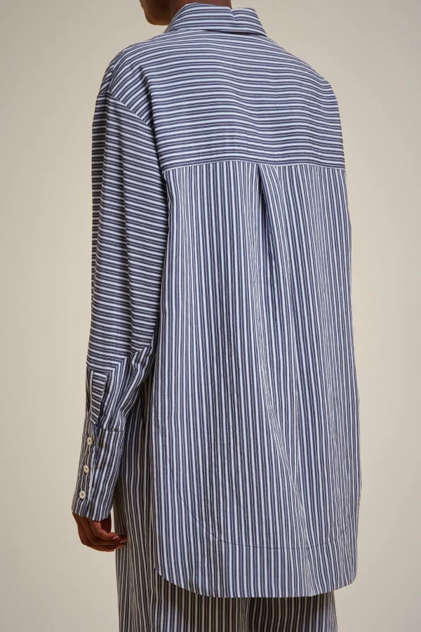 camicia_slim_1.webp Clearance Liviana conti Camicia Slim Riga Blu/Azzurra