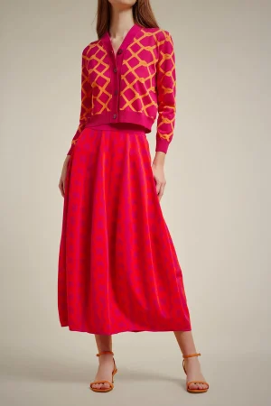 cardigan_jacquard_0.webp Store Liviana conti Cardigan Jacquard Rete Fuxia/Mango | Rete Corno/Bianco
