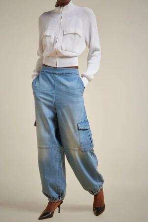 Fashion Liviana conti Cargo Denim Mid Blu Denim