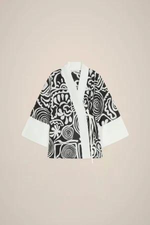 kimono_corto_0.webp Hot Liviana conti Kimono Corto Graffito Nero/Bianco | Pois Ruggine/Bianco