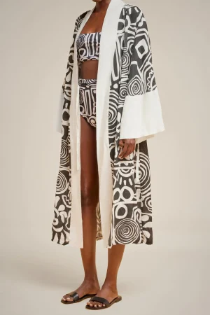 kimono_lungo_0.webp Outlet Liviana conti Kimono Lungo Graffito Nero/Bianco