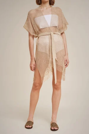 kimono_rete_laminata_0.webp Discount Liviana conti Kimono Rete Laminata Oro