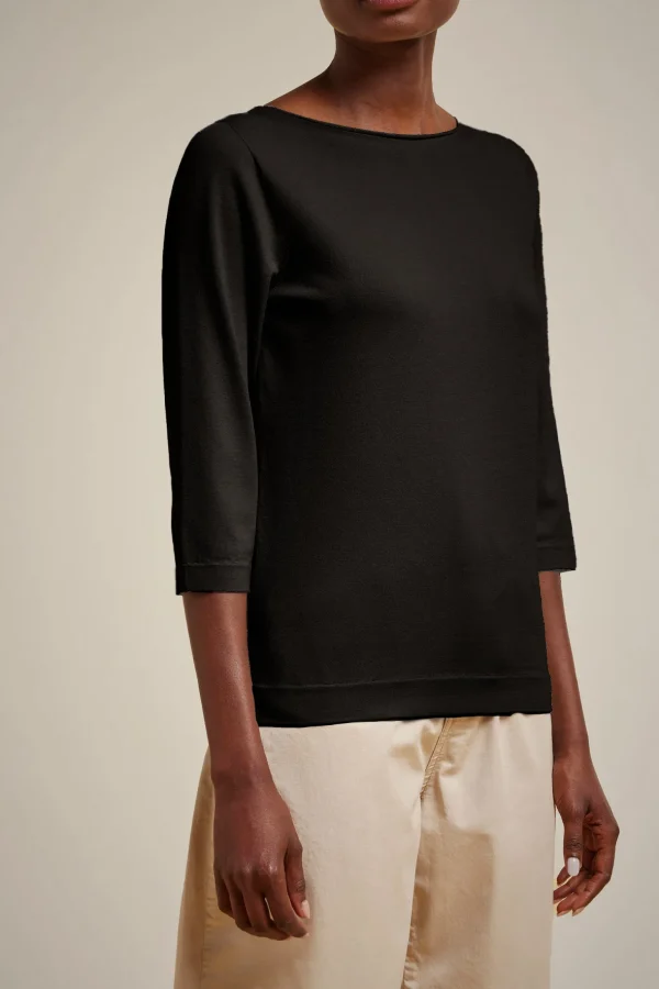 Outlet Liviana conti Maglia A Barchetta Notte | Latte D'Avena | Nero