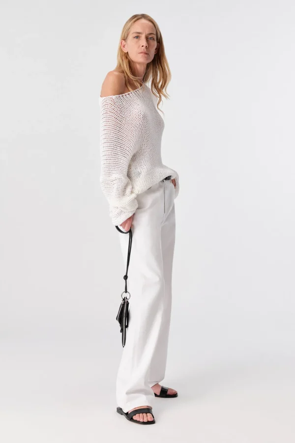 Fashion Liviana conti Maglia Effetto Pizzo Bianco