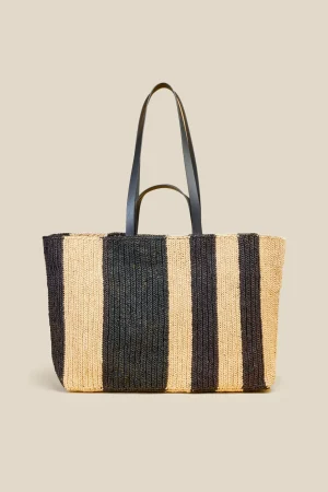 maxi_tote_a_righe_0.webp Hot Liviana conti Maxi Tote A Righe Naturale/Nero | Nero/Moro/Senape