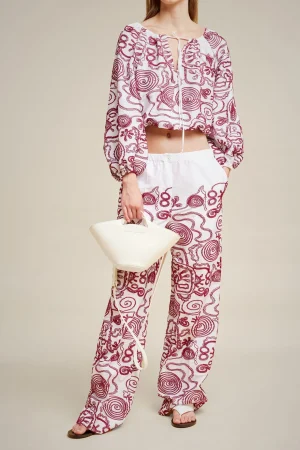 Best Liviana conti Pantalone Ricamo Bianco/Ossido