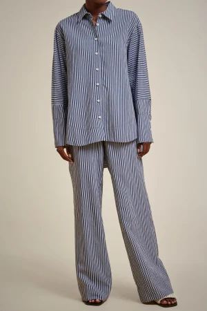 Shop Liviana conti Pantalone Riga Blu/Azzurra