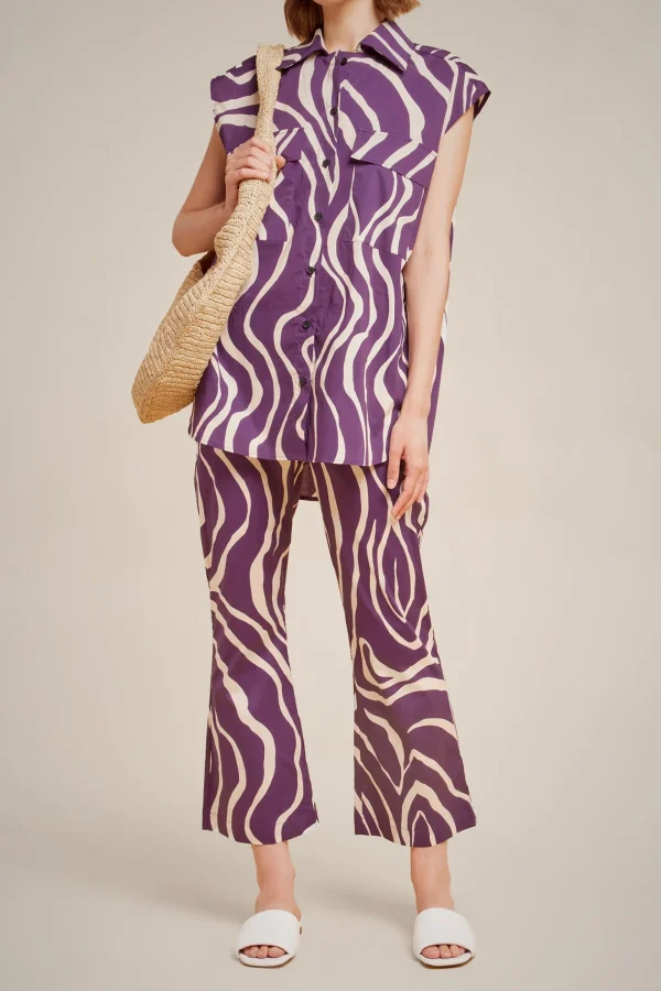 pantalone_1-22.webp Clearance Liviana conti Pantalone Fiore Stencil Bosco | Venatura Bacca