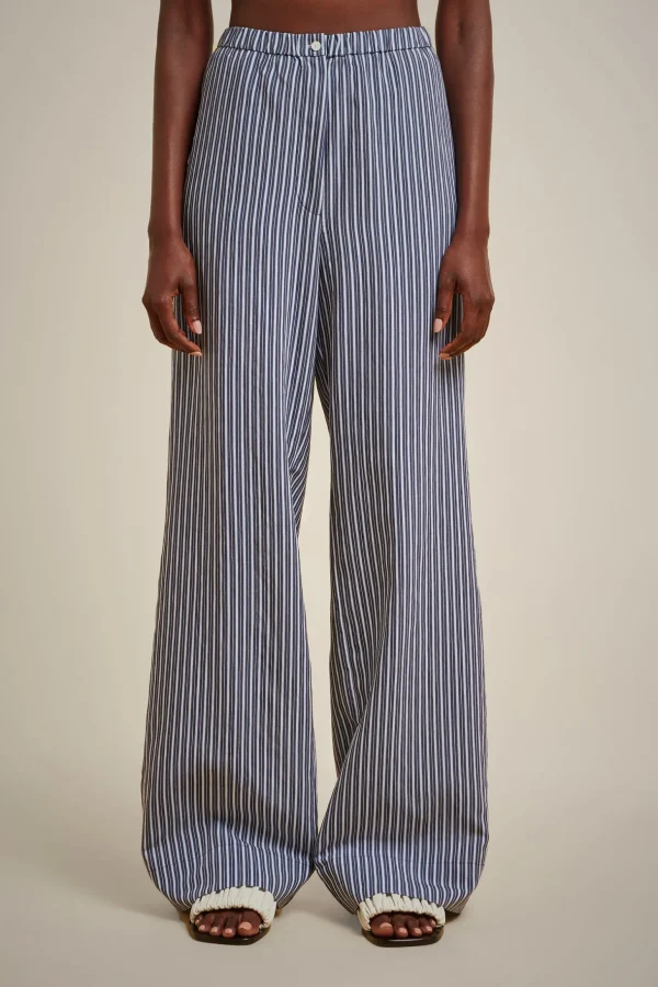 Shop Liviana conti Pantalone Riga Blu/Azzurra