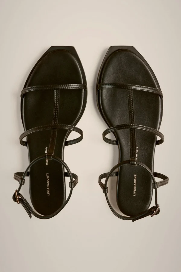 New Liviana conti Sandalo Flat T-Bar Nero